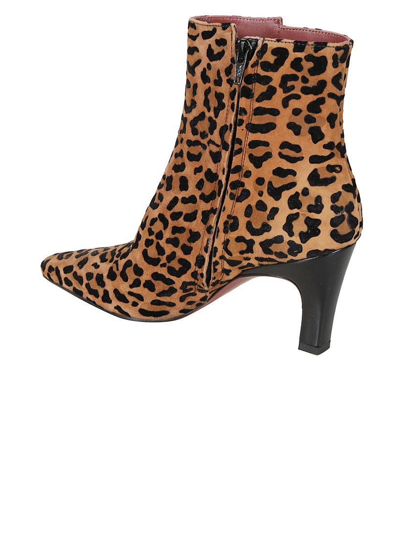 Roberto Festa Leopard Print Flocked Suede Ballerina With Grosgrain Strap