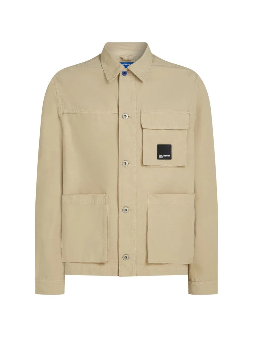 Karl Lagerfeld Boxy Cropped Jacket With Classic Collar