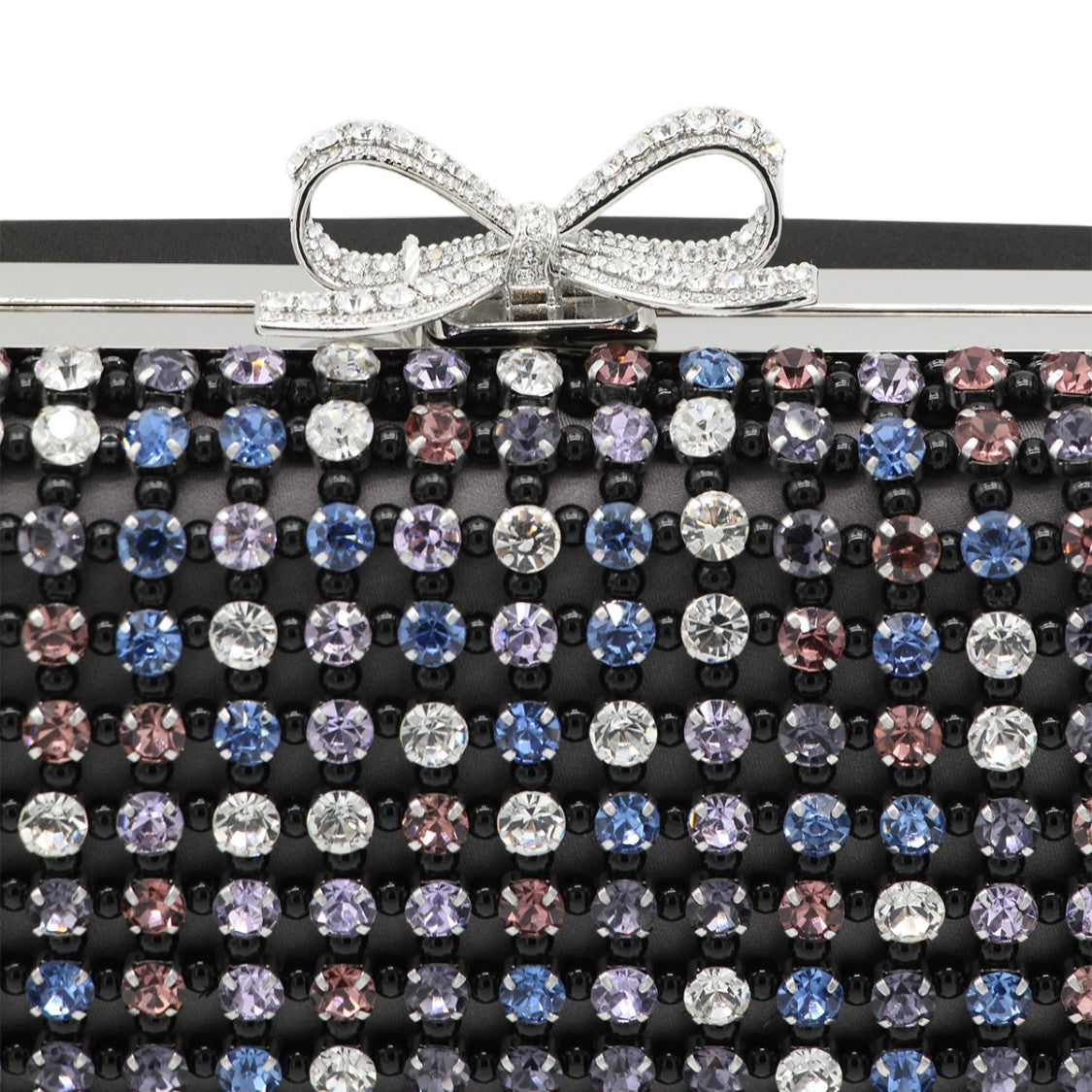 Self-Portrait Rectangular Clutch Bag With Multicolored Rhinestones