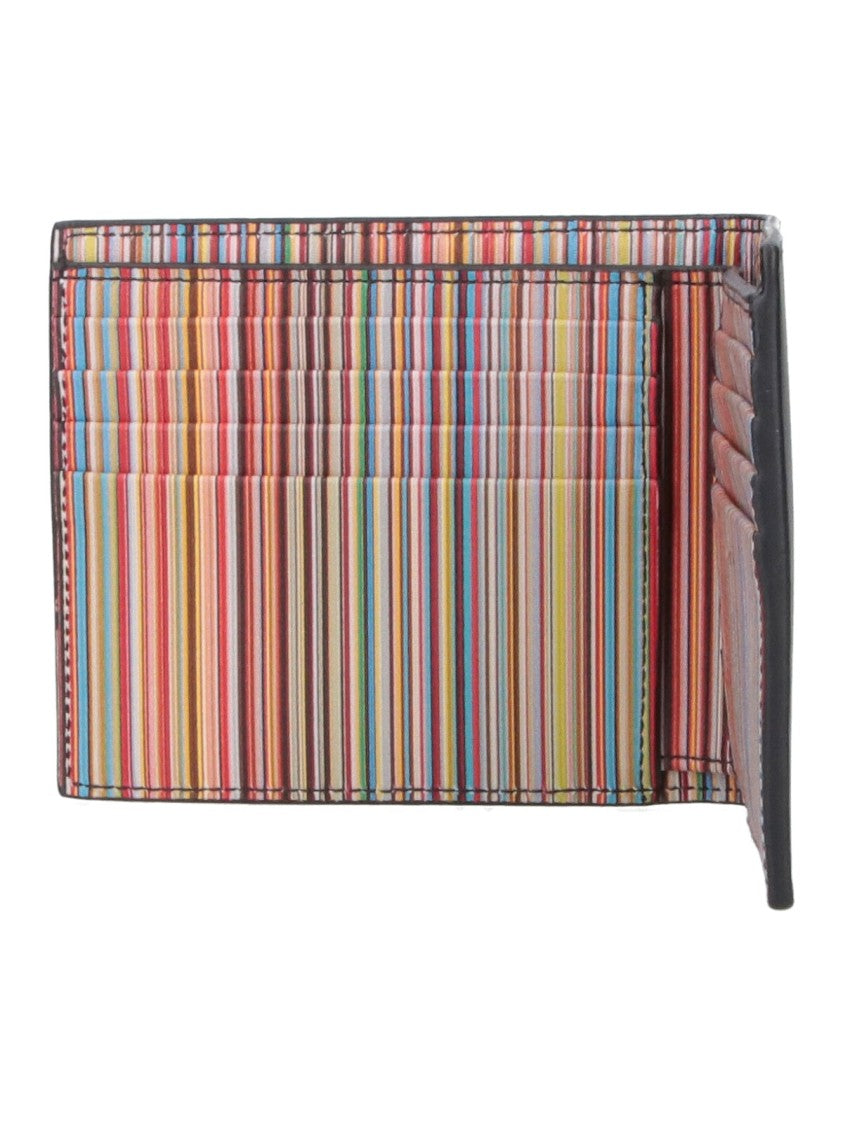 Paul Smith Black Signature Stripe Leather Bi-Fold Wallet
