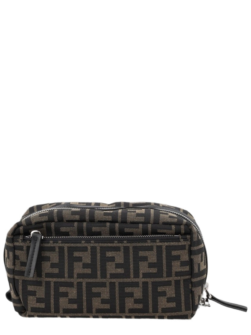 Fendi Black Geometric Pattern Wrist Strap Clutch