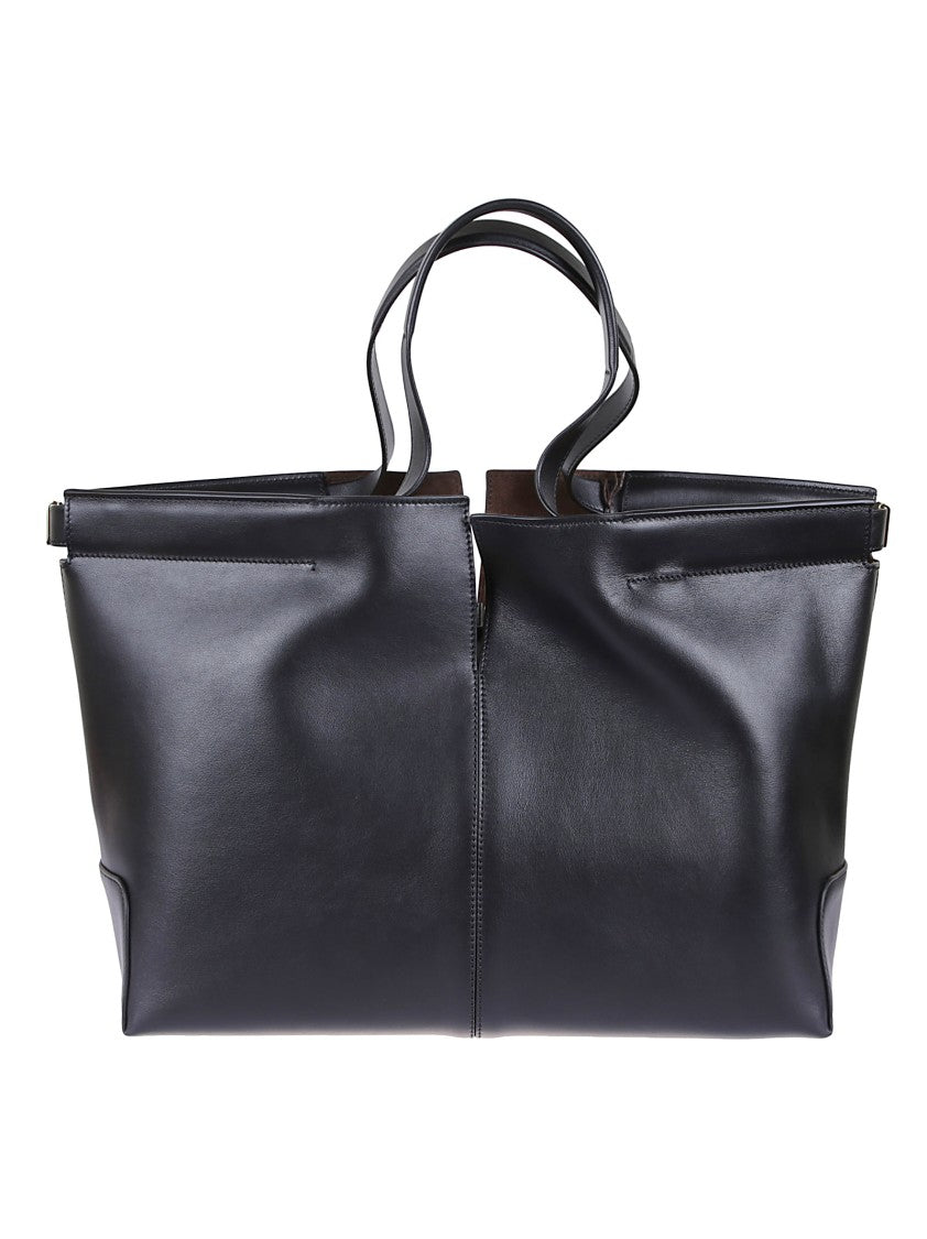 Tod's Structured Black Leather Folio Bag