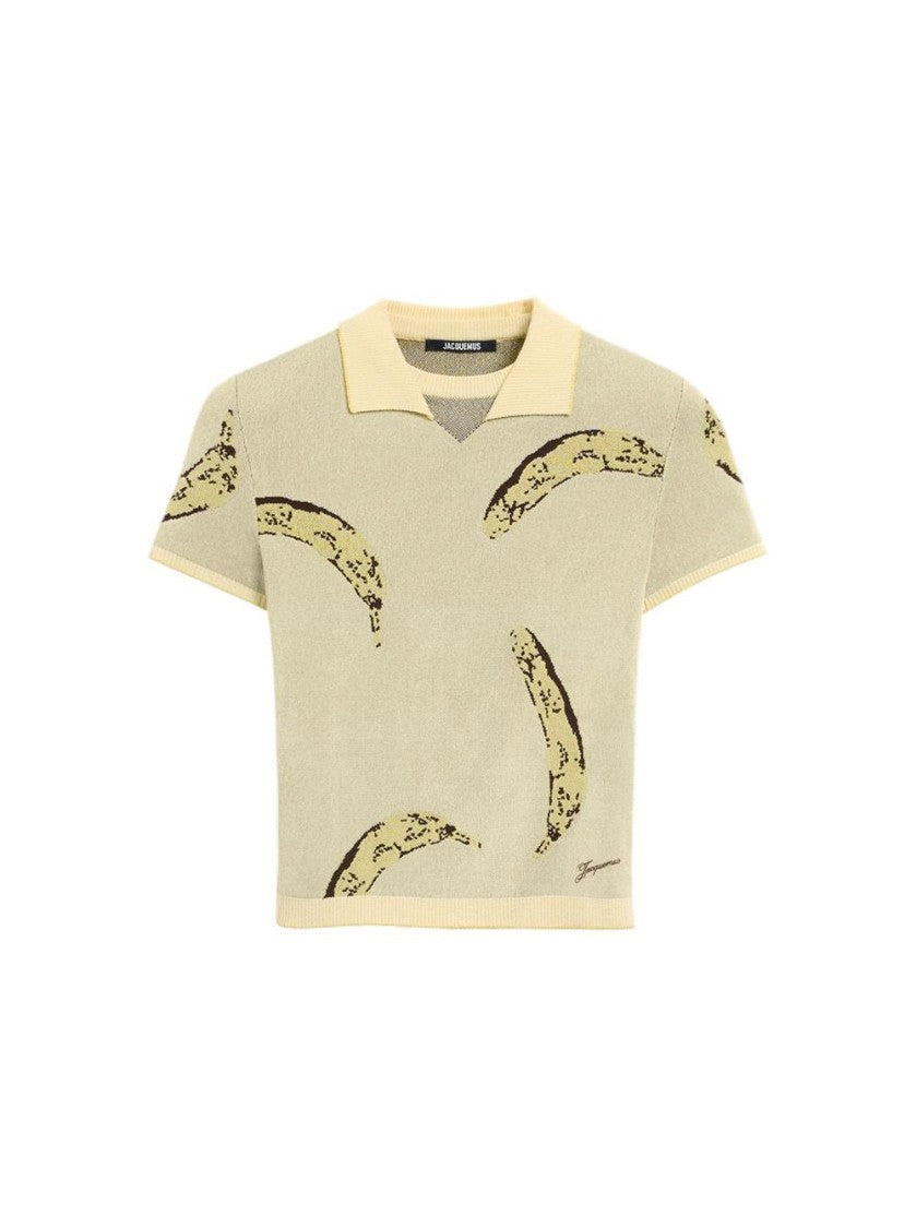 Jacquemus Marino Polo Shirt Banana Jacquard Yellow