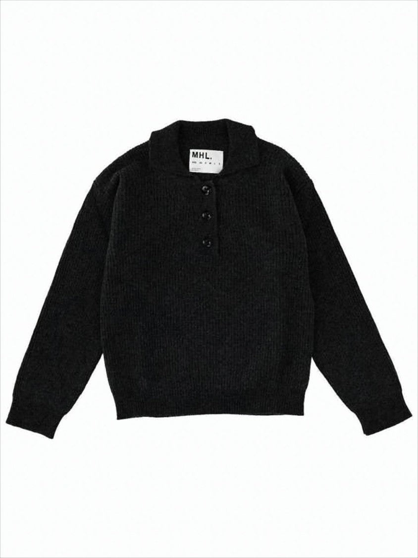 Margaret Howell Ribbed Wool Sweater With Classic Collar