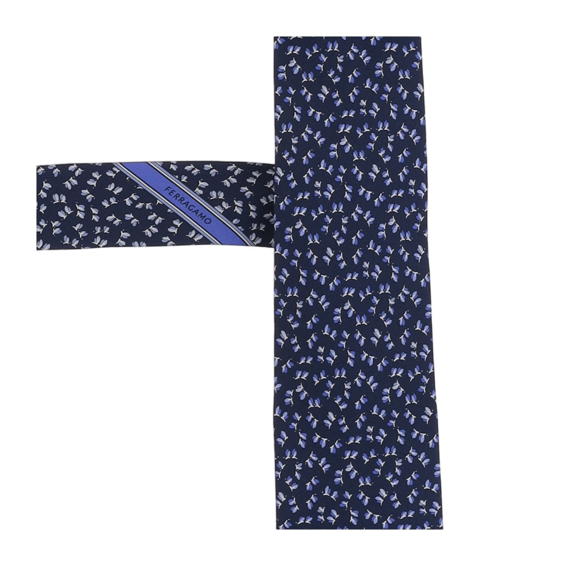 Salvatore Ferragamo Navy Patterned Silk Tie