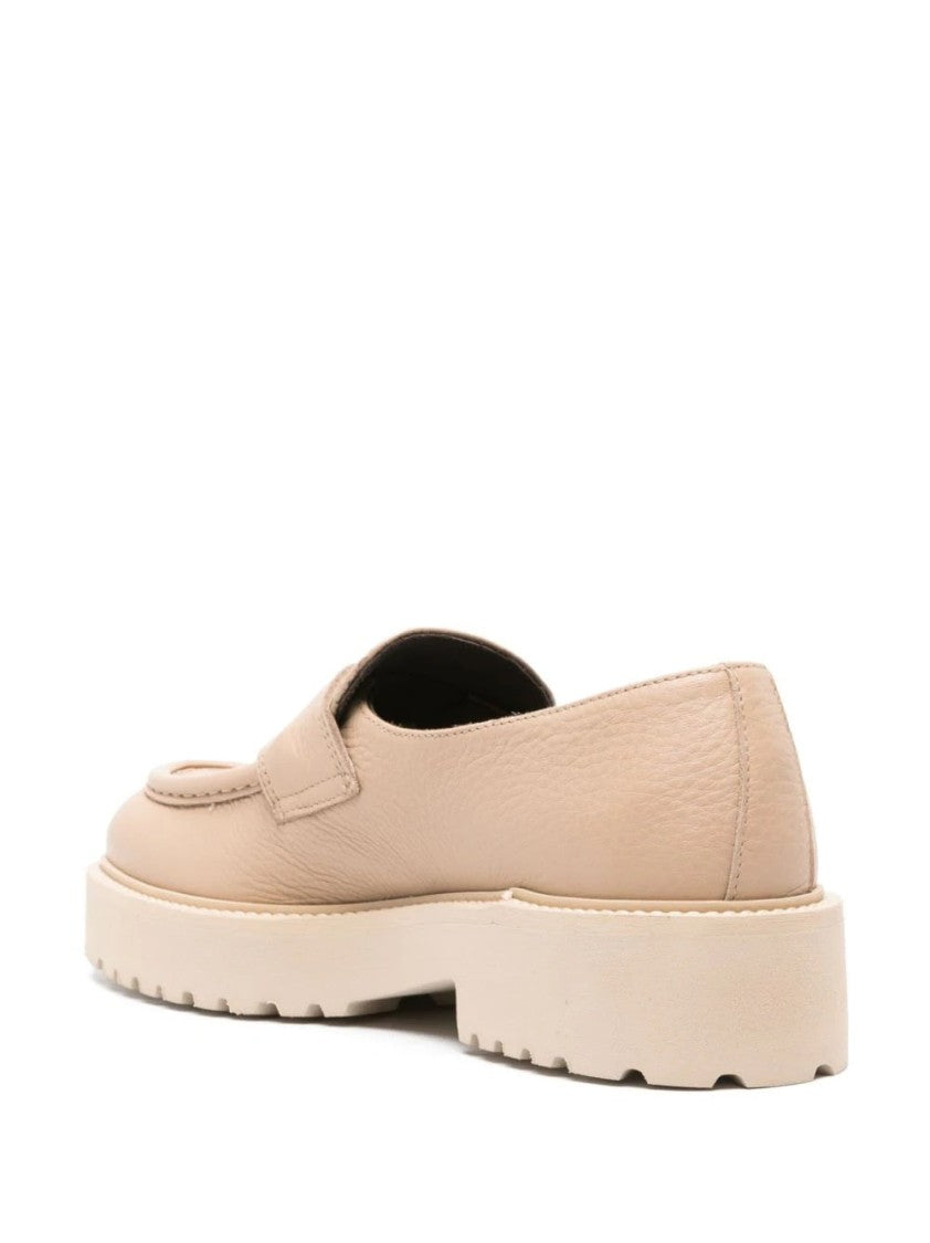 Doucal's Beige Loafers With Rounded Toe And Strap