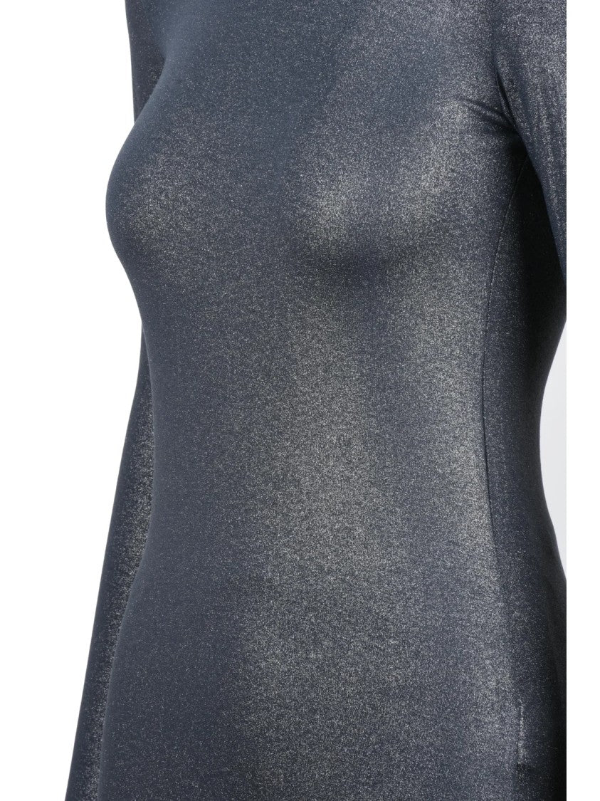 Majestic Filatures Silver/Blue Shimmer Effect Long-Sleeve Viscose-Blend Top