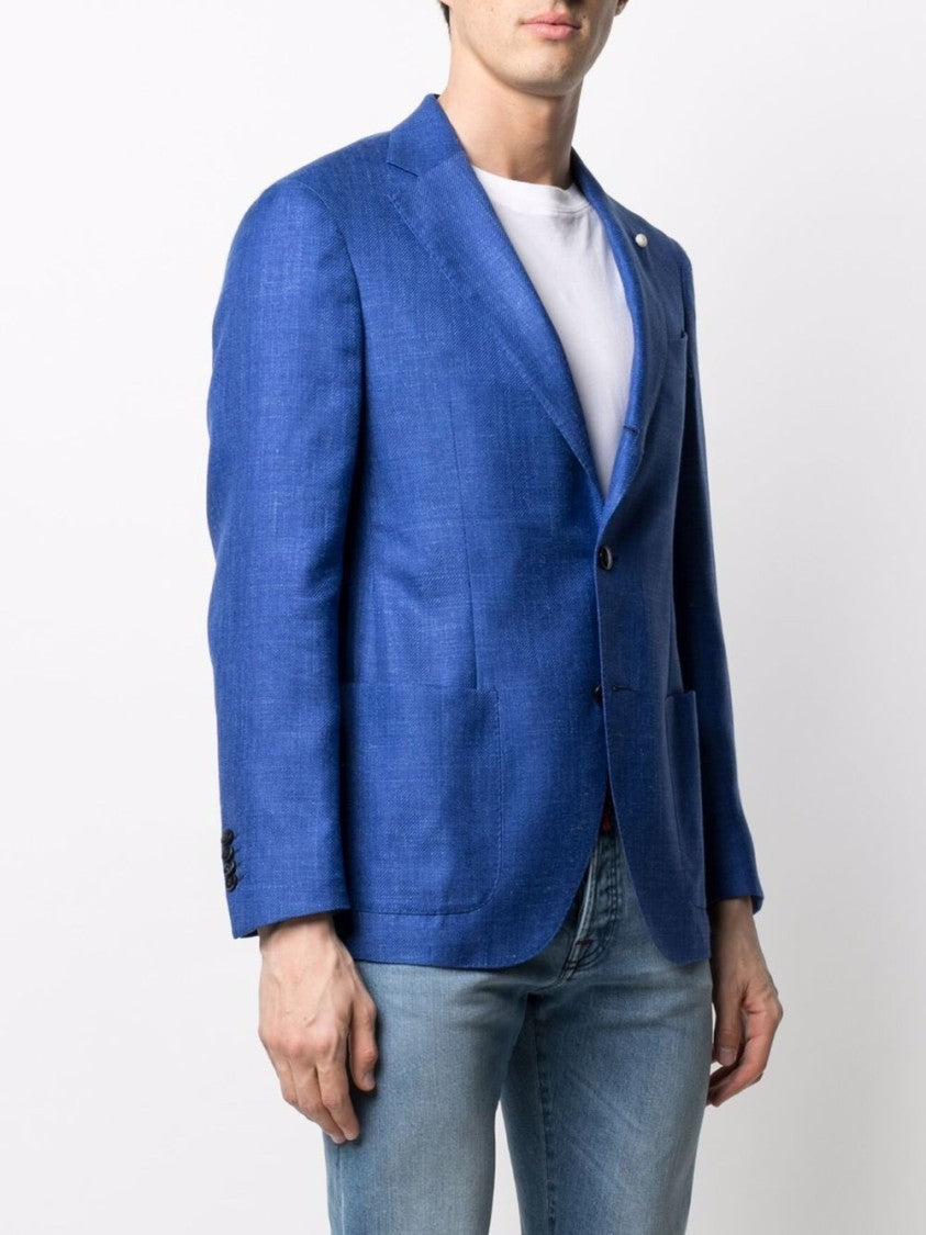 Luigi Bianchi Cobalt Blue Virgin Wool Blend Tailored Jacket