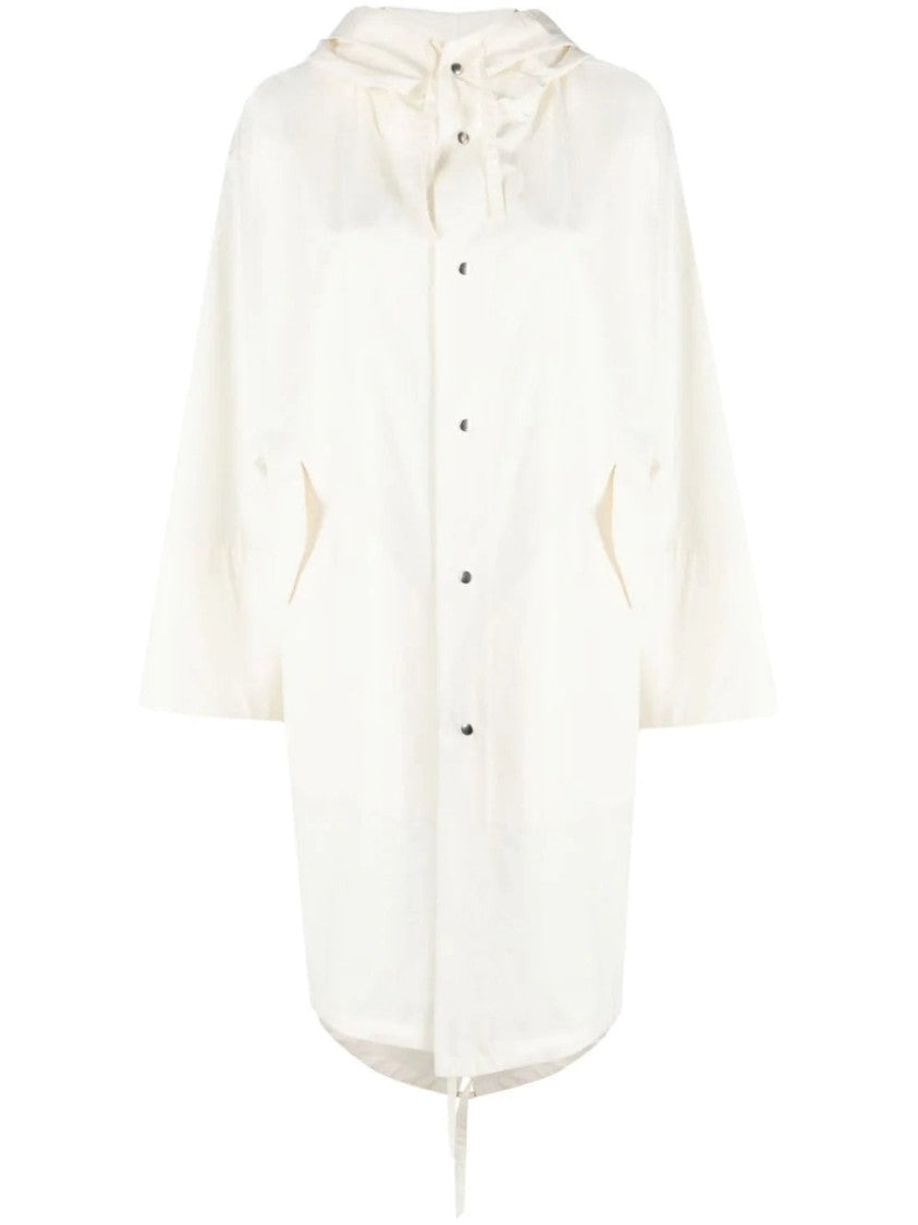Jil Sander Minimalist Raincoat With Adjustable Hood And Button Closure