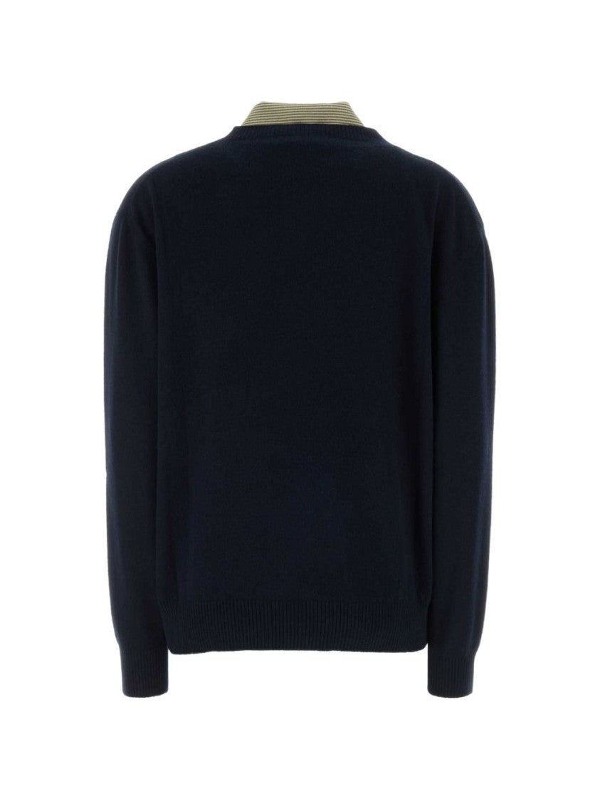 Miu Miu Dark Blue Relaxed-Fit Long-Sleeved Polo Shirt