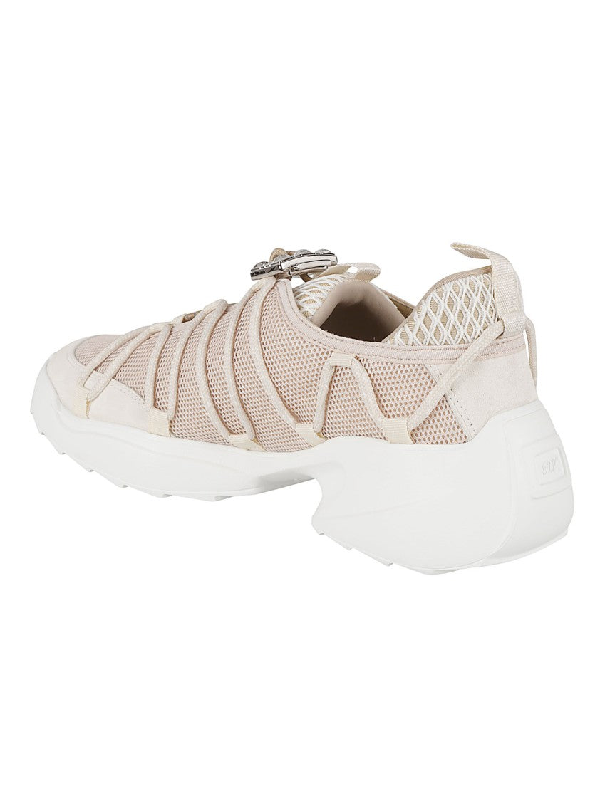 Roger Vivier Breathable Mesh Sneakers With Structured Overlay And Metallic Accents