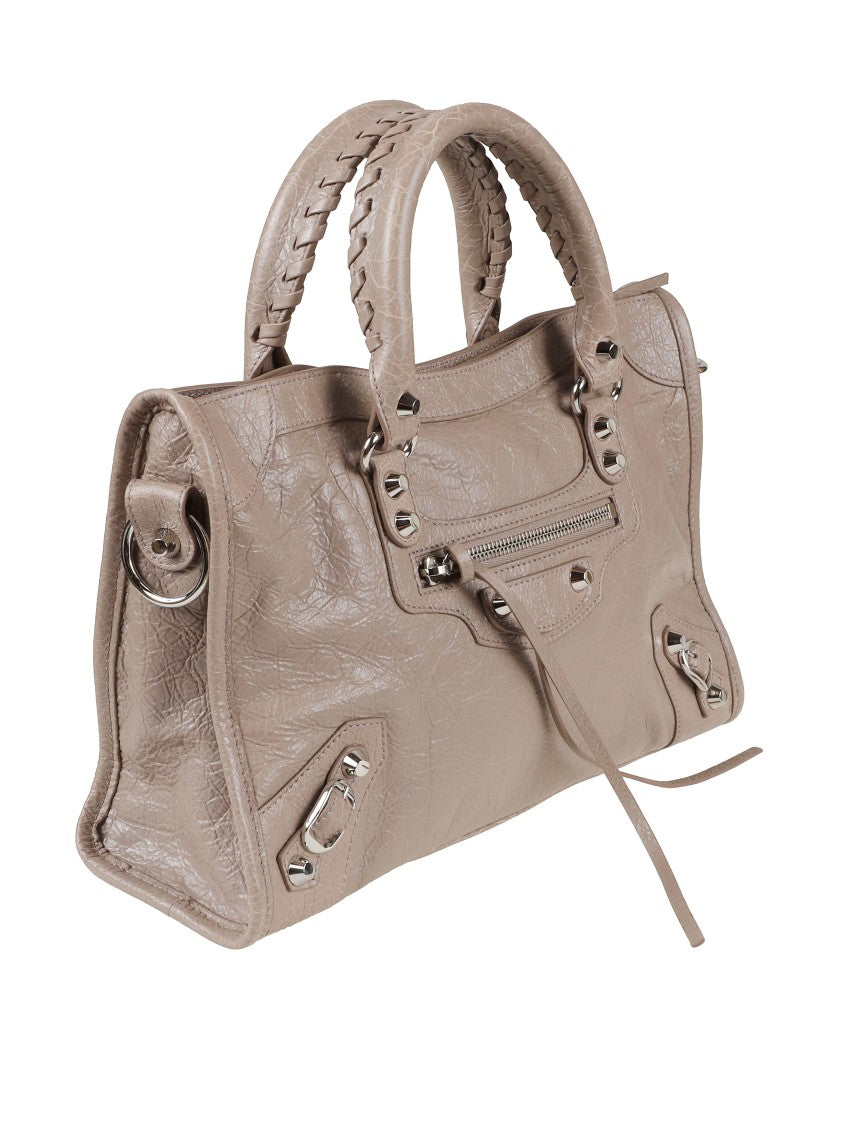 Balenciaga Textured Handbag With Braided Detailing And Zip Pocket