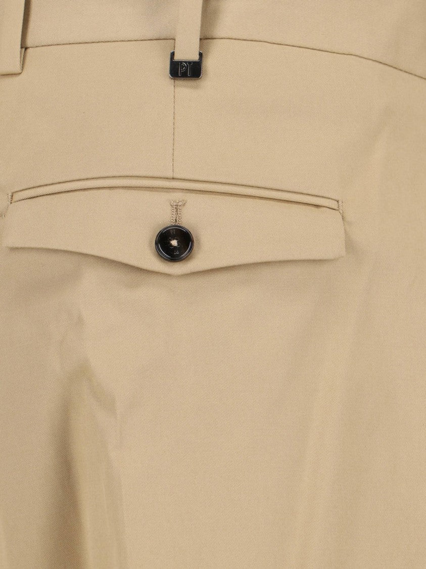 Pt Torino Tailored Beige Trousers With Clean Front
