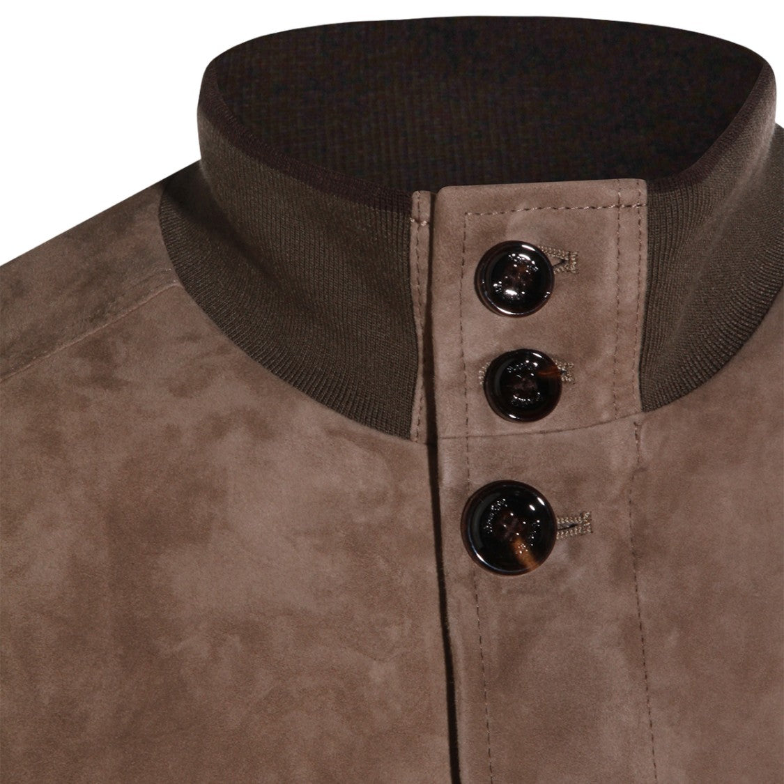 Moorer Soft Suede Jacket With Ribbed Collar