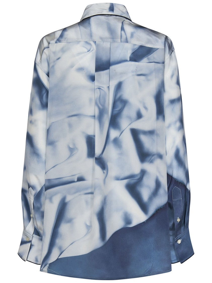 Victoria Beckham Silk Satin Shirt With Abstract Print
