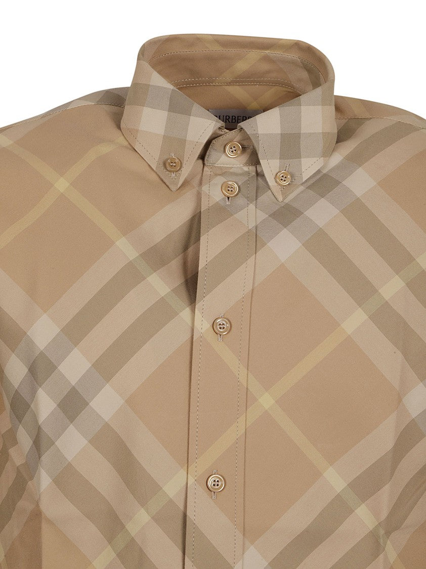 Burberry Tailored Plaid Shirt With Button-Down Collar