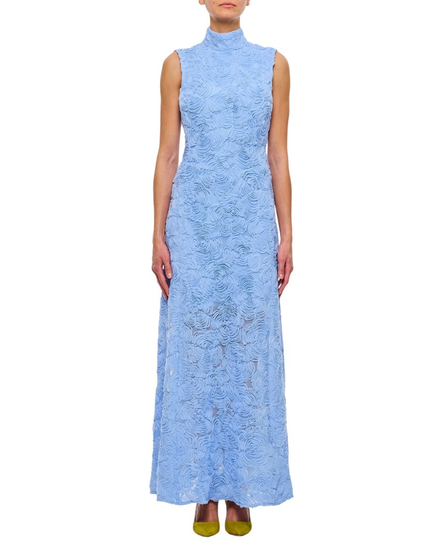 Rotate 3D Flower Mesh Maxi Dress