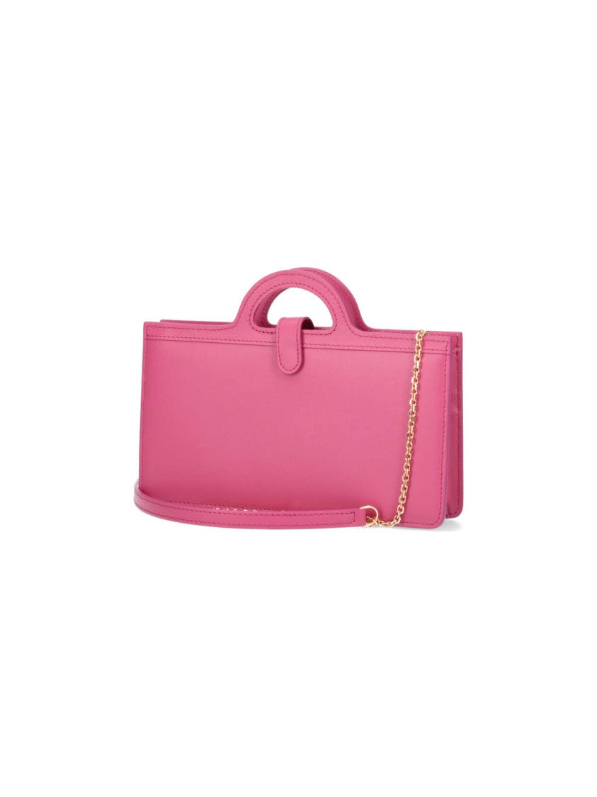 Marni "Chain" Crossbody Wallet In Pink Leather