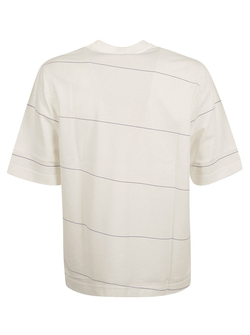 Burberry Casual White T-Shirt With Subtle Stripes