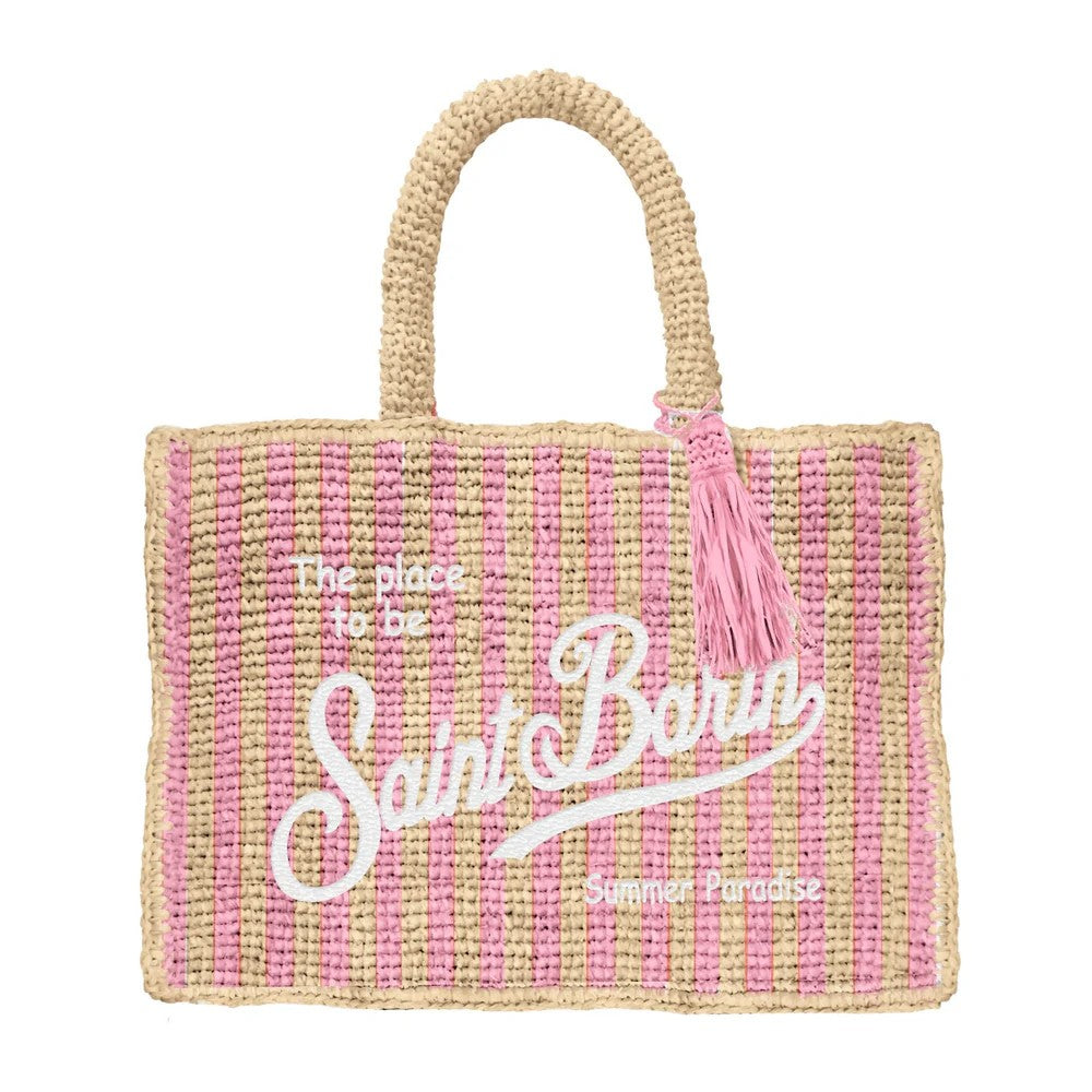 Mc2 Saint Barth Woven Rectangular Tote Bag With Decorative Tassel