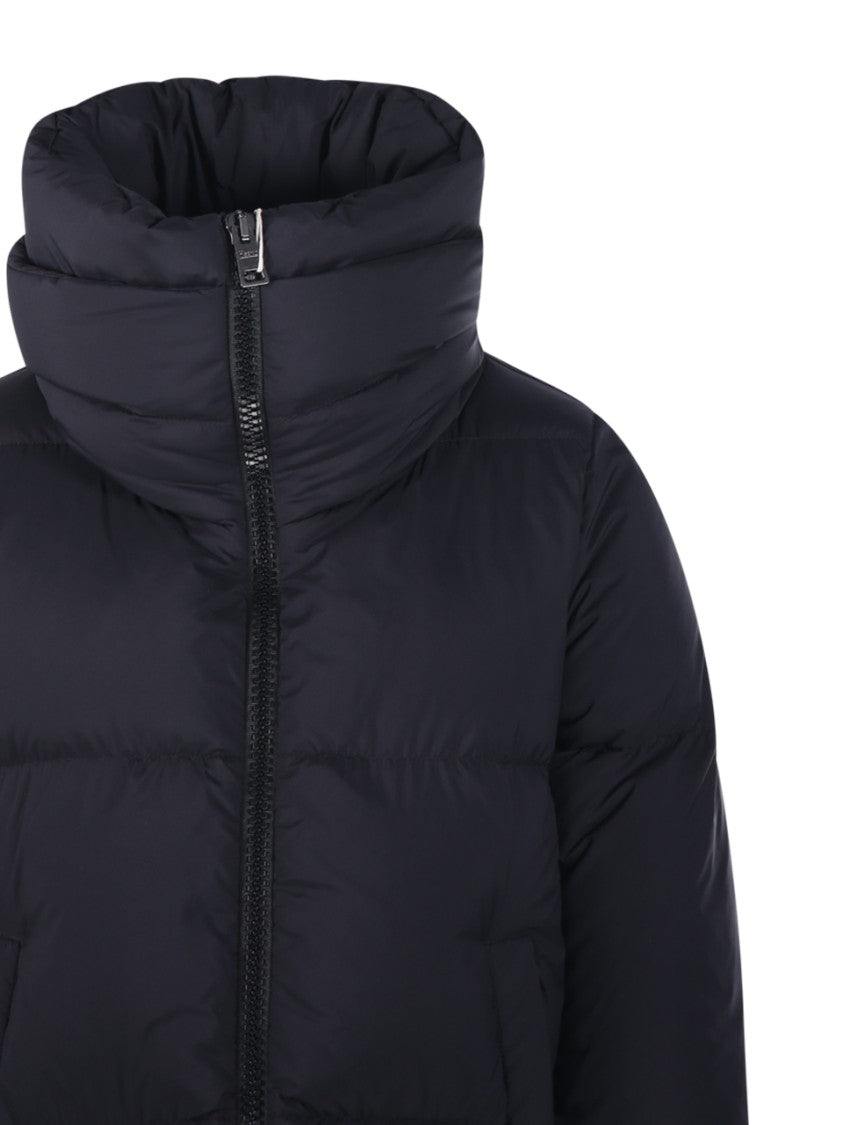Herno Boxy Black Down Jacket With Padded Collar And Quilted Design