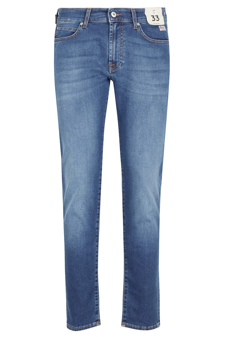 Roy Roger's Blue Five-Pocket Slim Straight-Leg Cotton-Blend Jeans