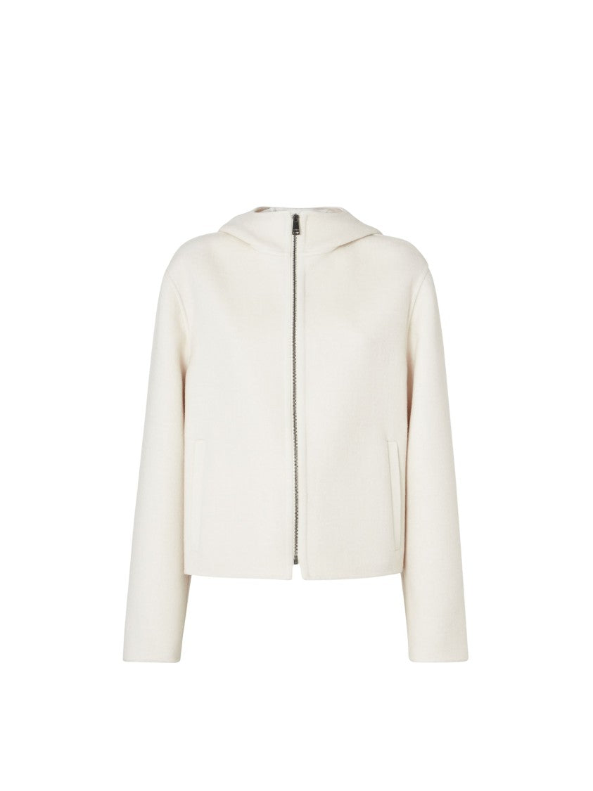 Fendi Ivory Blouson Ff Zucca Hooded Wool Blouson Jacket