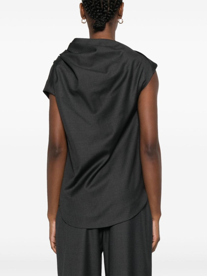 Loulou Studio Anthracite Grey Lyra Blouse