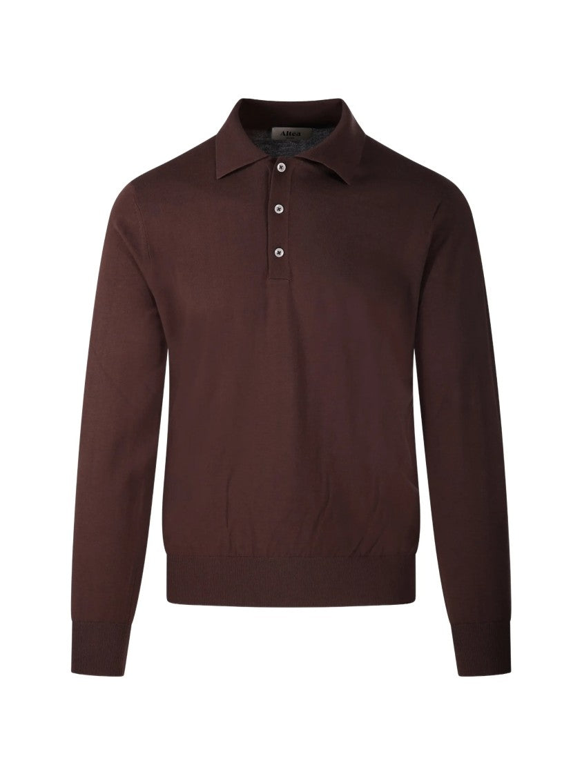 Altea Deep Brown Polo Long-Sleeve Cotton Polo