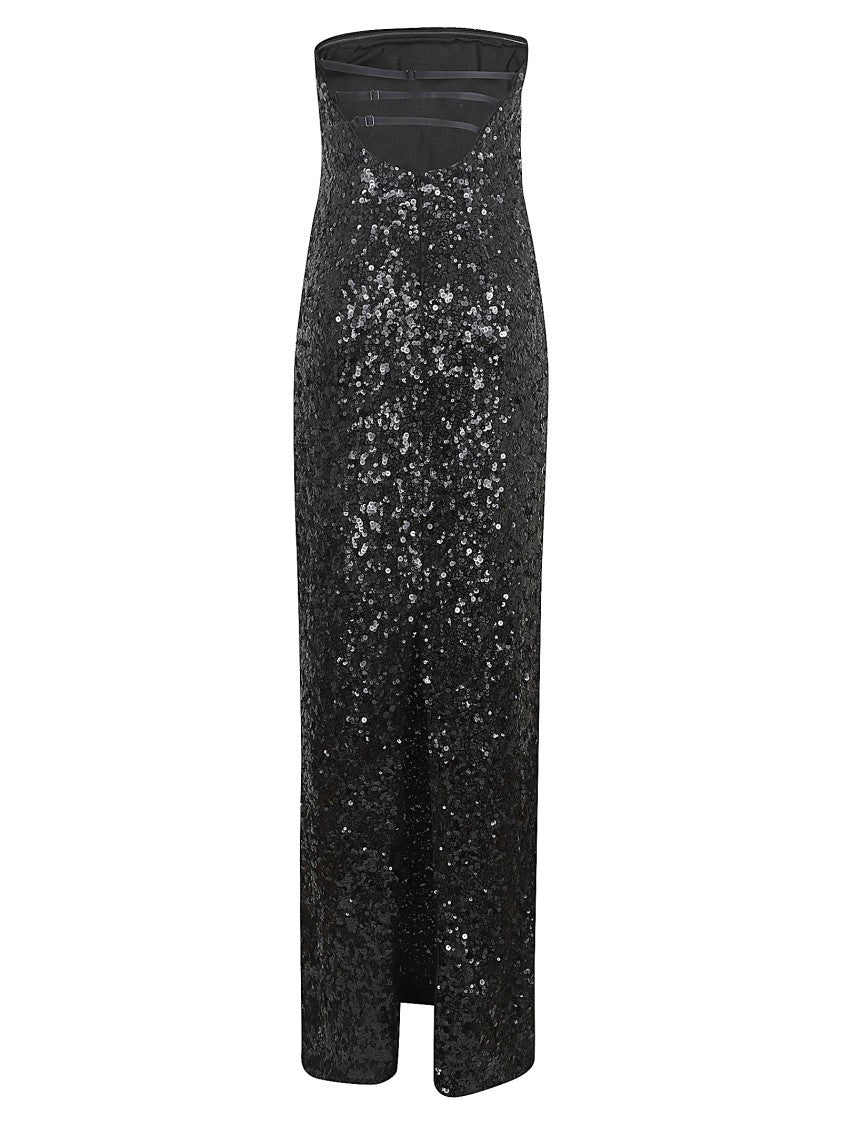 Pinko Strapless Floor-Length Sequined Dress