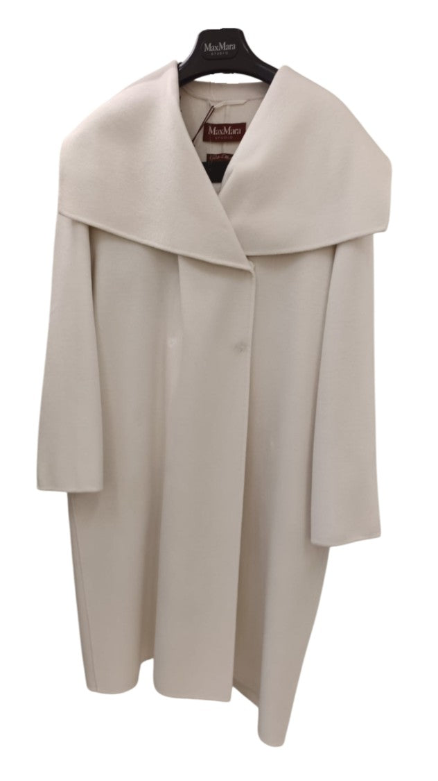 Max Mara White Nichel Classic Wool Coat