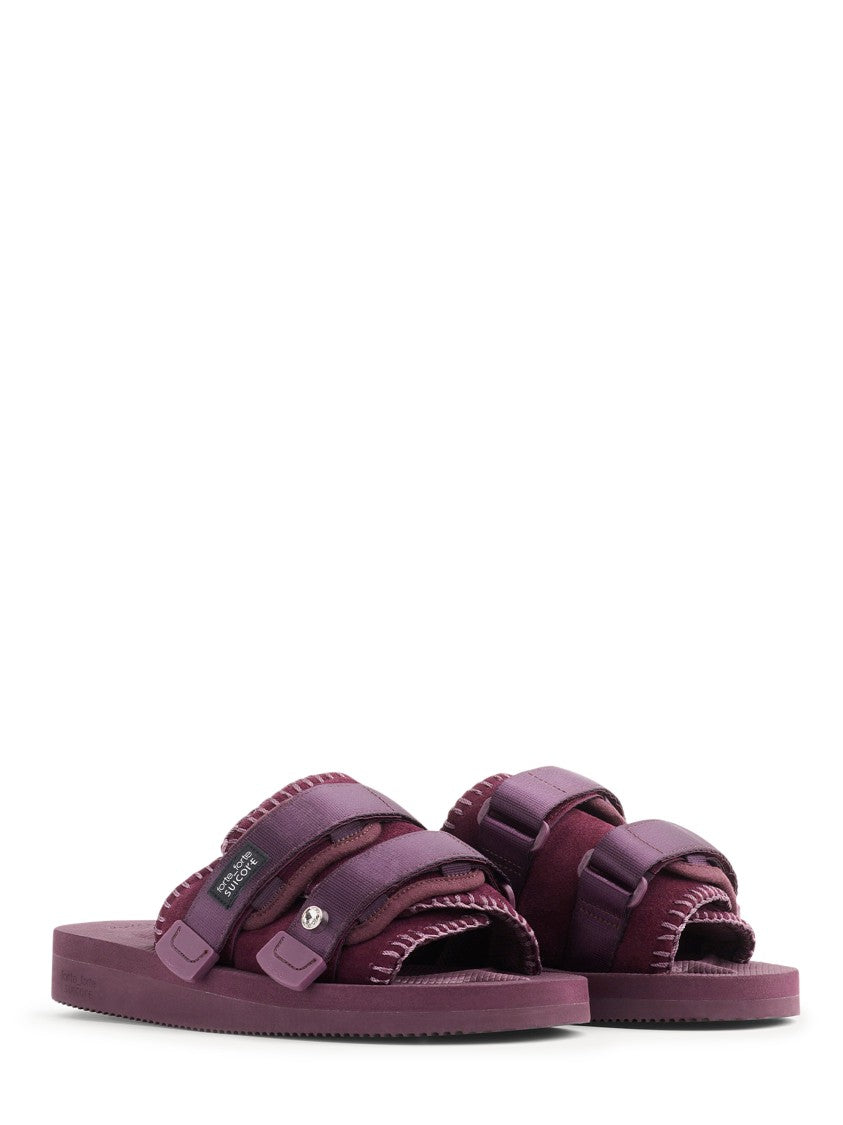 Forte Forte Crossed Strap Sandals In Deep Plum