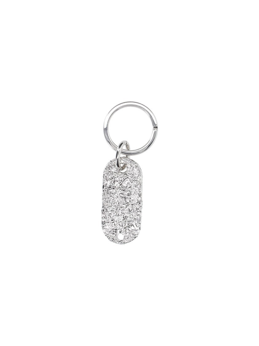 Mm6 By Maison Margiela Textured Silver-Plated Brass Keychain With Numeric Logo