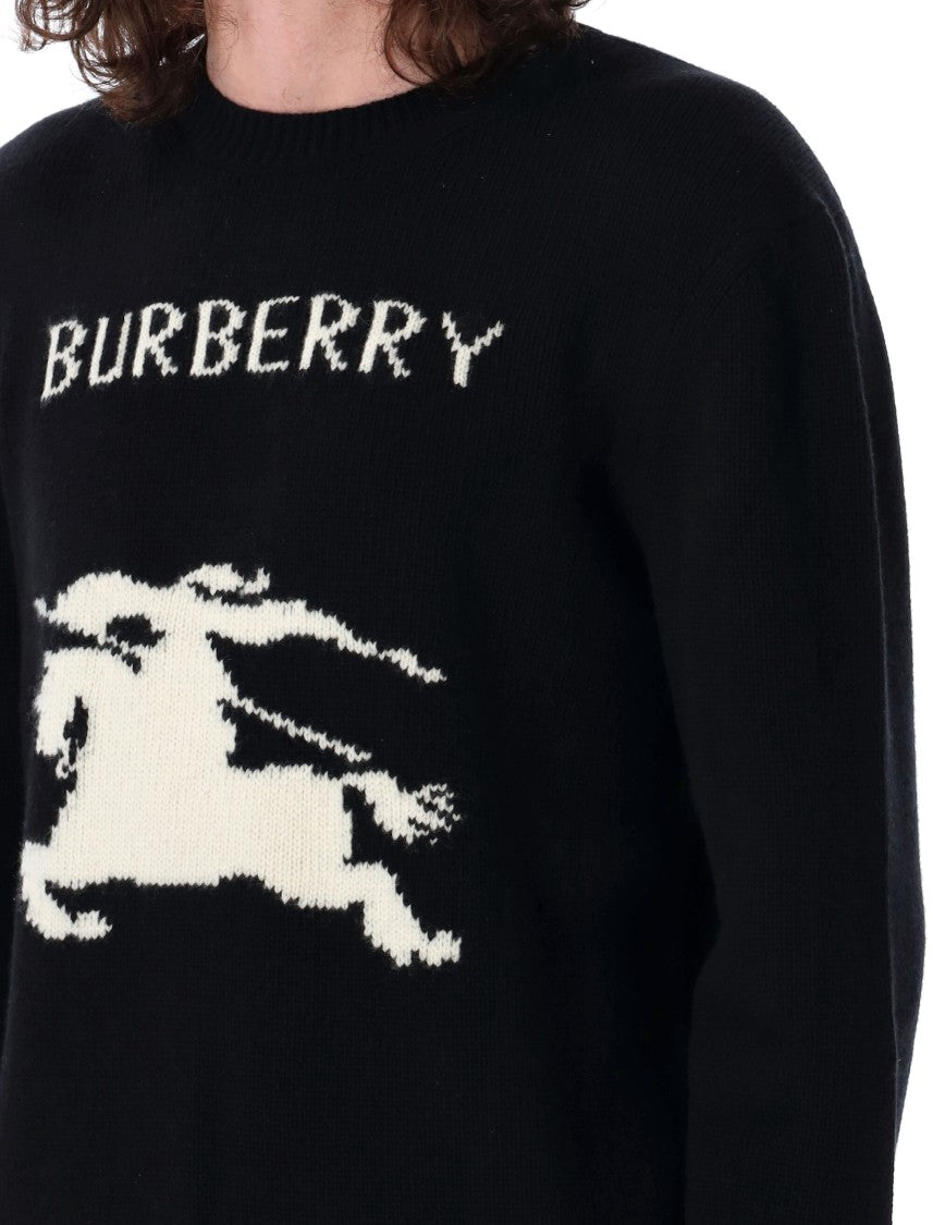 Burberry Black Knit Sweater With Bold Horse