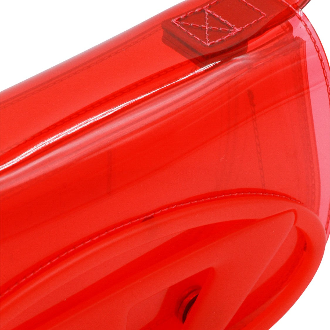 Diesel Translucent Red Shoulder Bag With Glossy Finish