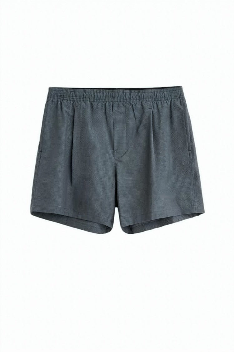 Our Legacy Relaxed Fit Textured Grey Shorts With Elastic Waistband