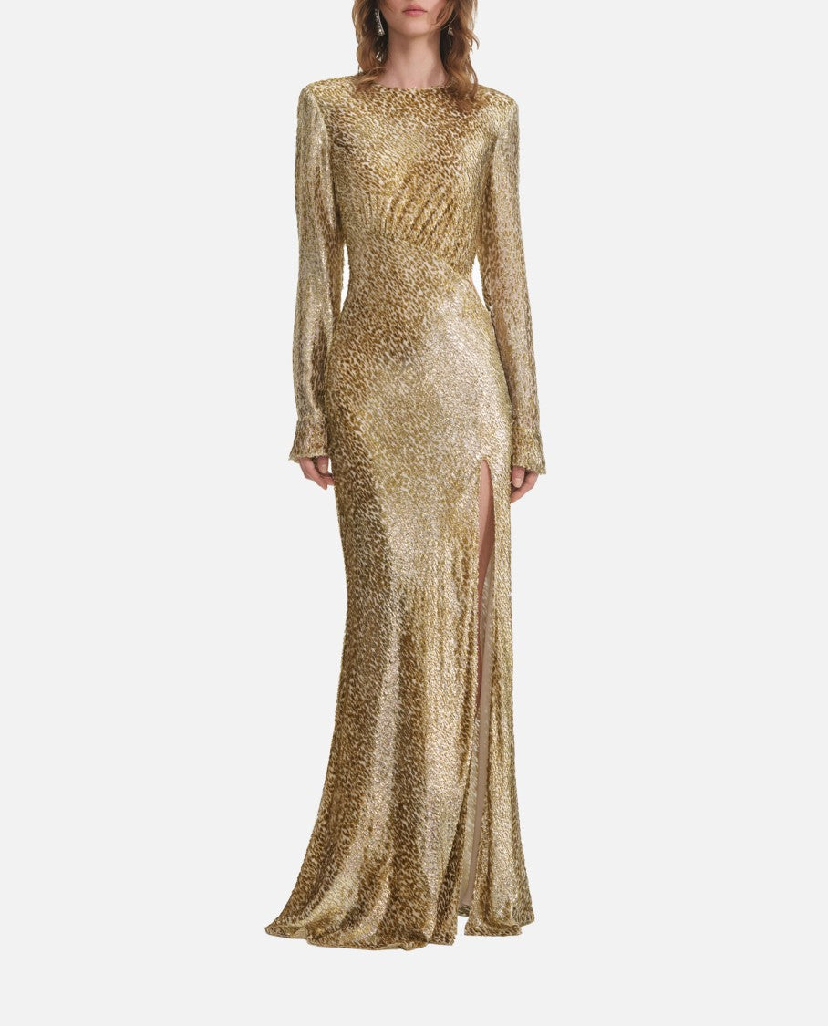 Self-Portrait Gold Fil Coupe Maxi Dress