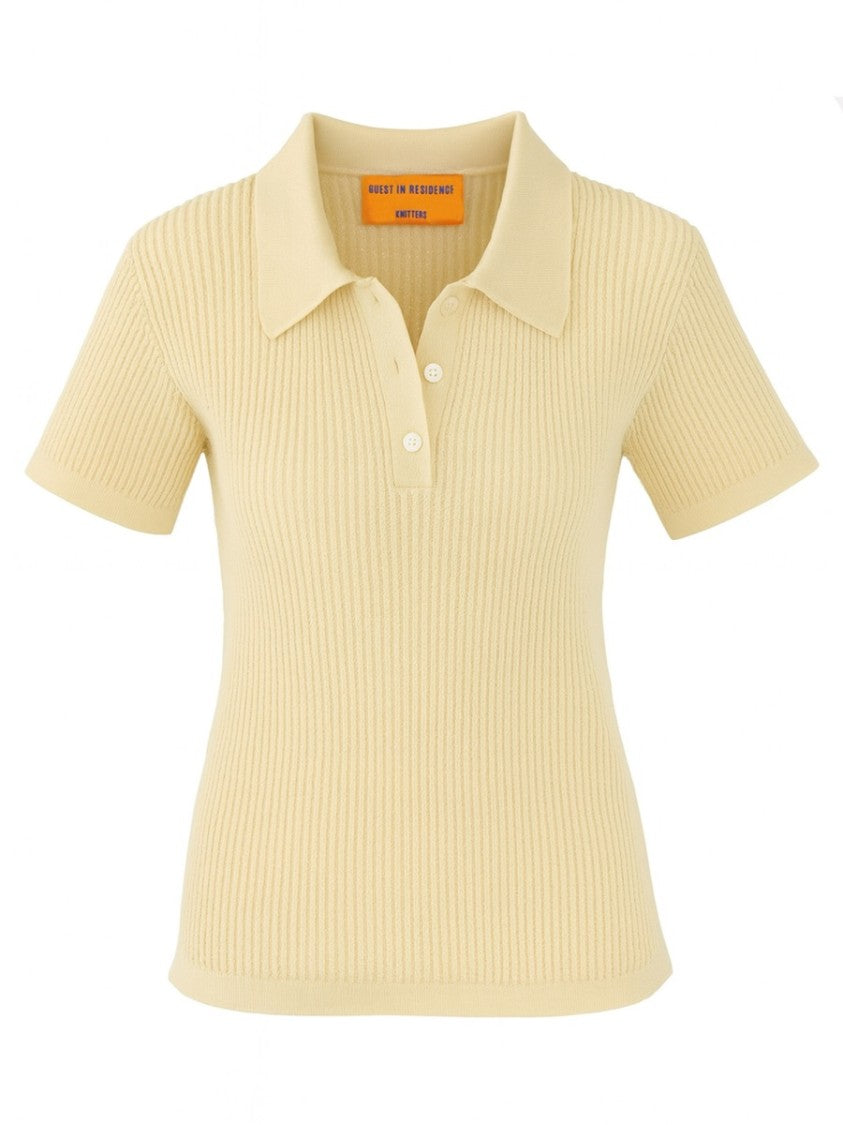 Guest In Residence Neutrals Shrunken Ribbed Cashmere Polo Shirt