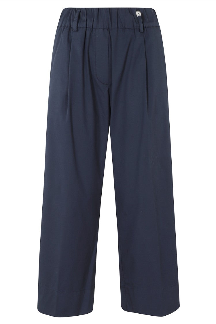 Myths Blue Elastic-Waist Cotton Straight-Leg Pants