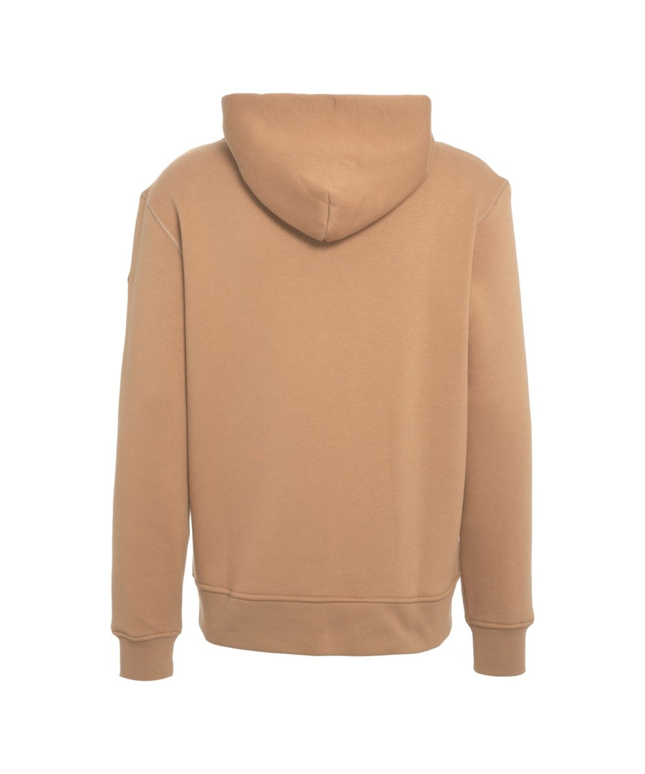 Alpha Tauri Beige Zip-Up Hoodie With Practical Hood And Ribbed Cuffs