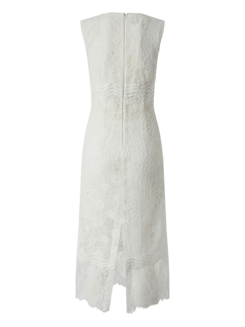 Pinko Intricate Lace Midi Dress With V-Neckline