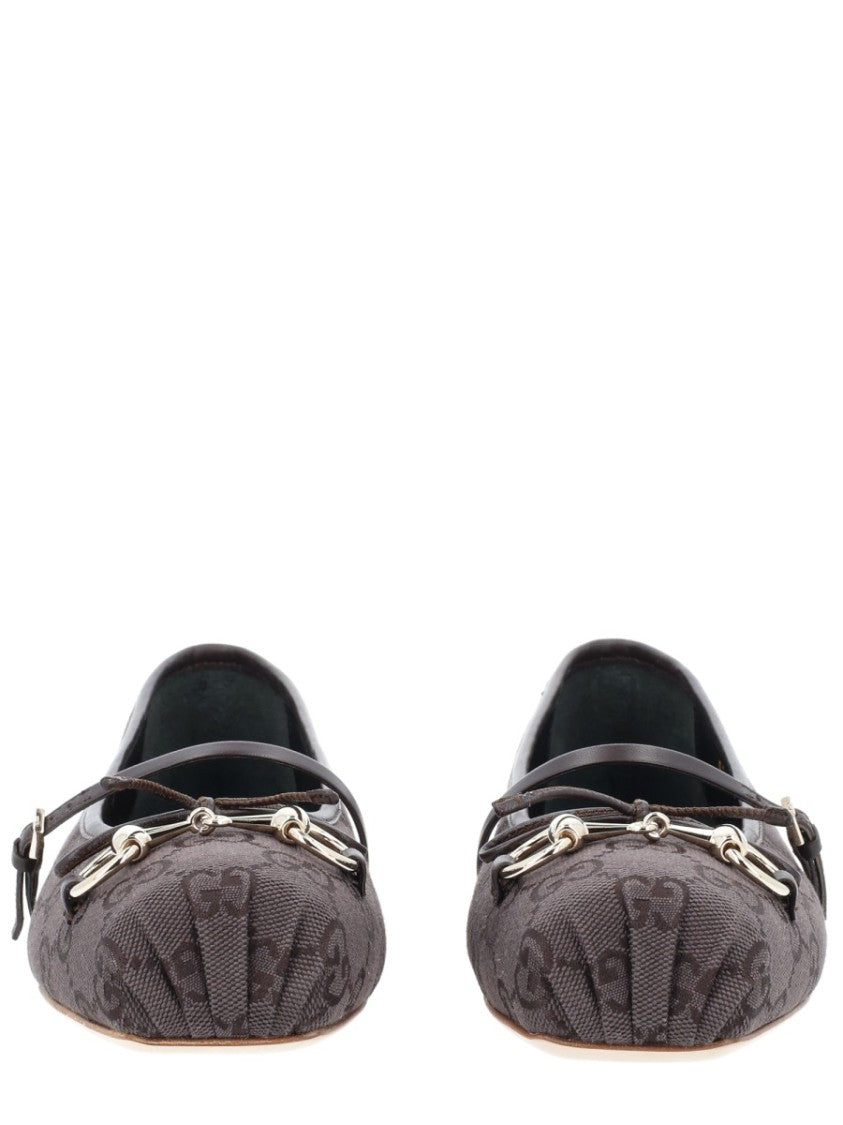 Gucci Monogram Canvas Square-Toe Ballet Flats