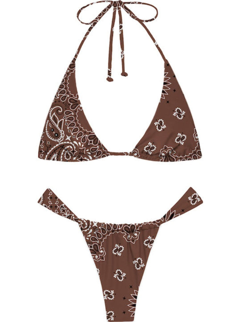 Mc2 Saint Barth Brown Triangle Cotton Bikini Top