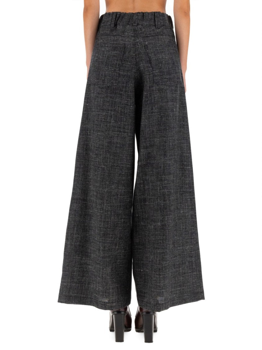 Alysi Tailored Wide-Leg Pants With Textured Check Pattern