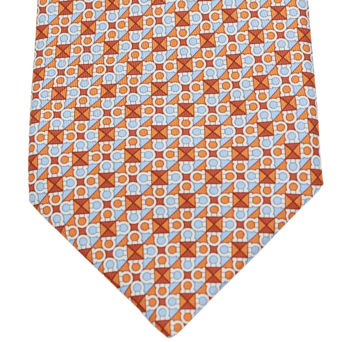 Ferragamo Geometric Patterned Orange Tie