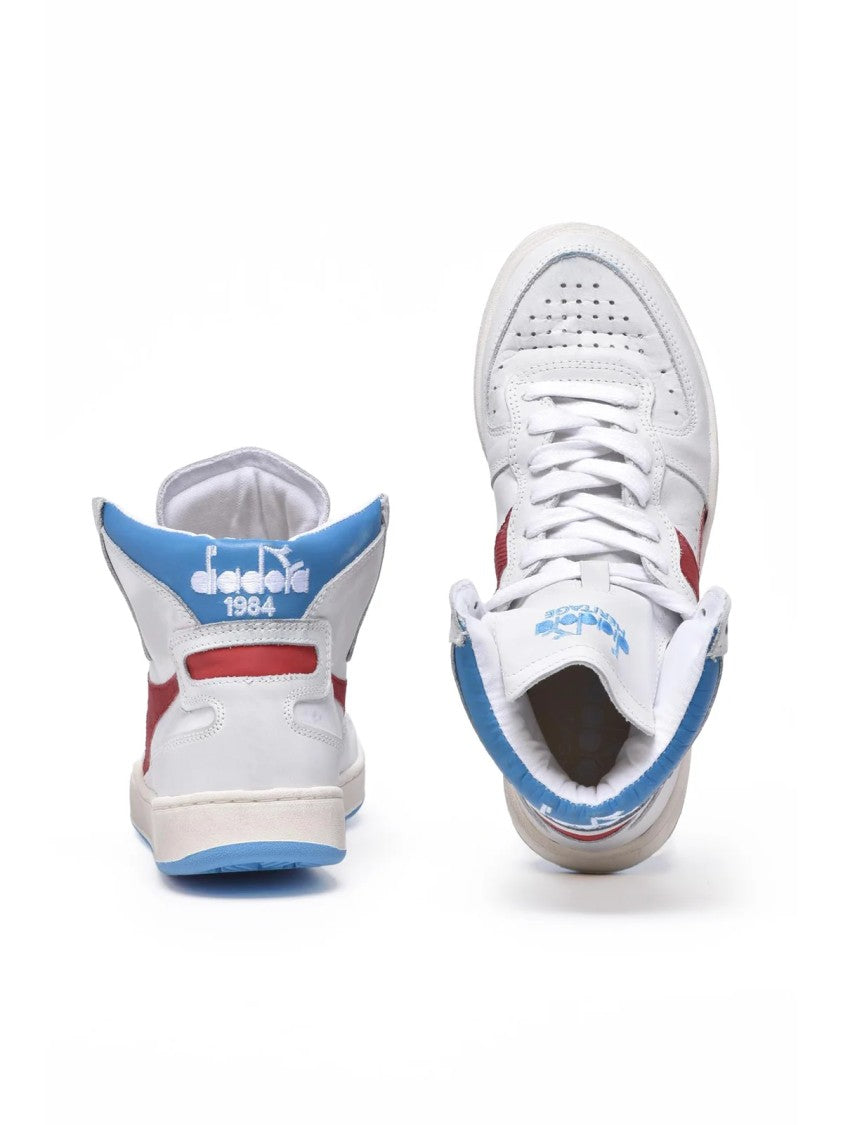 Diadora Heritage White Red Leather Basket Sneakers