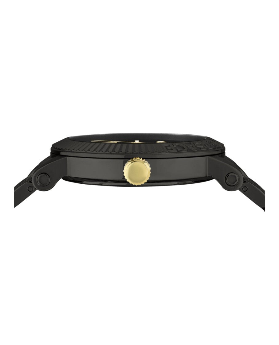Versace V-Classic Bracelet Watch With Textured Guilloche Dial