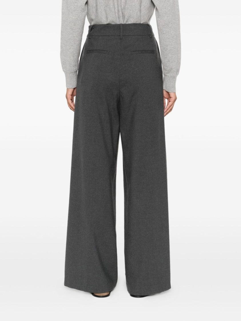 Herno Wide-Leg Gray Trousers With High Waist