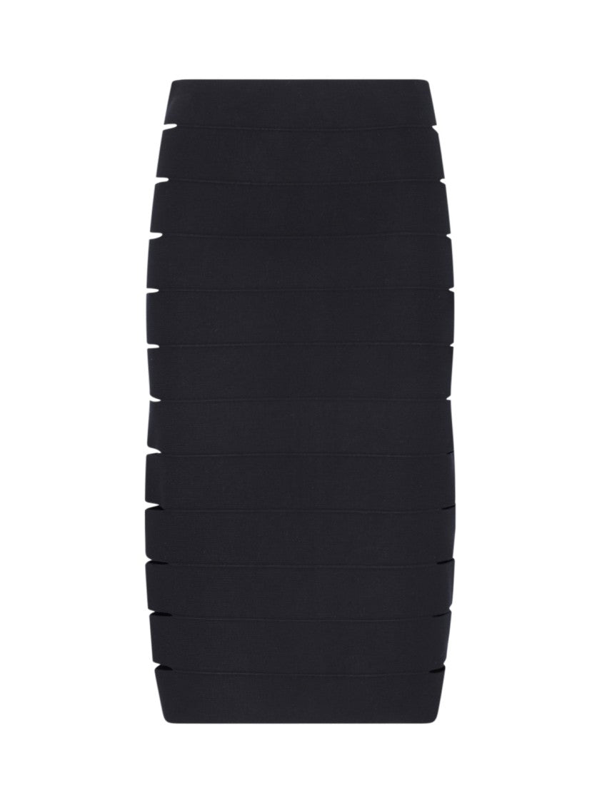 Alaïa Midi Pencil Skirt In Black Fabric