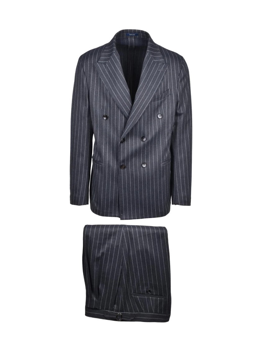 Fbte From Beginning To End Grey Polyester Viscose Elastane Double-Breasted Suit